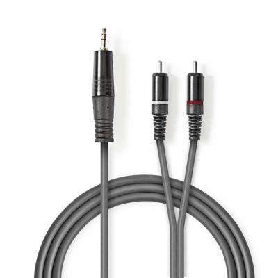 Stereo audiokabel | 3,5 mm male - 2x RCA male | 3,0 m | Grijs Stereo audiokabel | 3,5 mm male - 2x RCA male | 3,0 m | Grijs