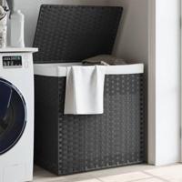 VidaXL Wasmand met 2 vakken 53x35x57 cm poly rattan grijs - thumbnail