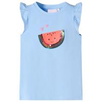 VidaXL Kindershirt met ruches aan de mouwen 128 lichtblauw - thumbnail