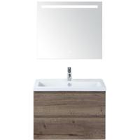 Vogue Badmeubelset 80 cm - Greeplijst in Kleur - Tabacco - Keramische Wastafel Wit 1 Kraangat met Sence Spiegel - thumbnail