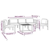 6-delige Loungeset met kussens aluminium antracietkleurig - thumbnail