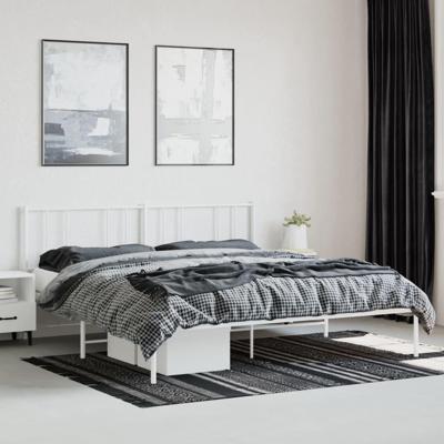 Bedframe met hoofdbord metaal wit 180x200 cm