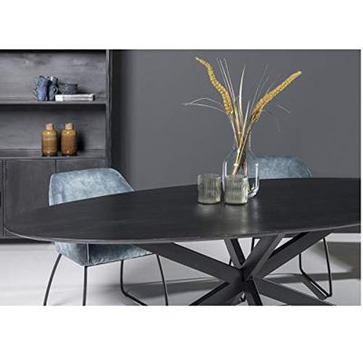 LivingFurn Ovale Eettafel 'Oslo' Mangohout en staal, kleur Zwart, 180 x 90cm