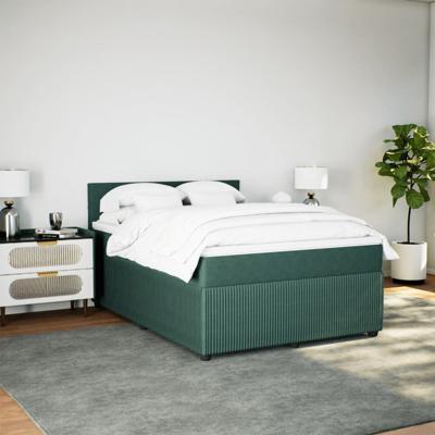 Boxspring met matras fluweel donkergroen 200x200 cm - thumbnail