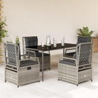 5-delige Tuinset met kussens poly rattan grijs - thumbnail