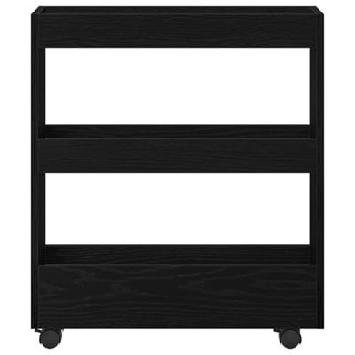 Smalle Badkamerkast met Wielen Zwart Eiken Geengineerd Hout Smalle Badkamerkast met Wielen Zwart Eiken Geengineerd Hout