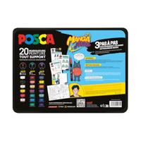 Posca paintmarkers, metalen doos van 20 stuks, assorti, ontwerp Manga - thumbnail