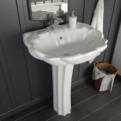 VidaXL Wastafel op voet vrijstaand 580x510x200 mm keramiek wit VidaXL Wastafel op voet vrijstaand 580x510x200 mm keramiek wit