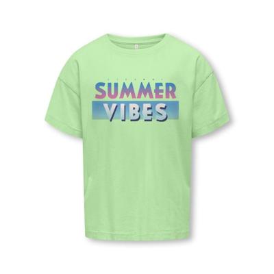 Kids ONLY zomer t-shirt S/S meisjes - loose fit, print - groen - Kogruth