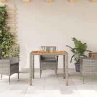 Tuintafel met acaciahouten blad 90x90x75 cm poly rattan grijs - thumbnail