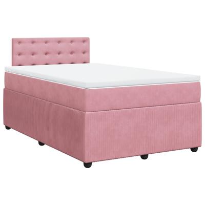 Boxspring met matras fluweel roze 120x190 cm