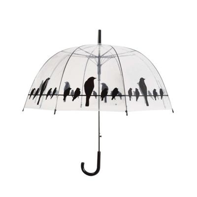 Esschert Design paraplu vogels op draad 83 cm transparant/zwart