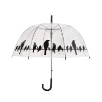 Esschert Design paraplu vogels op draad 83 cm transparant/zwart - thumbnail
