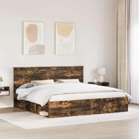 Bedframe Gerookt eiken 200 x 200 cm Massief grenenhout - thumbnail