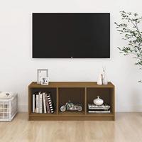 Tv-meubel 104x33x41 cm massief grenenhout honingbruin - thumbnail