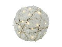 Kerstbal met 20 leds warm-wit sneeuw glittergoud - thumbnail