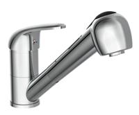 FALCON ééngreepsmengkraan keuken met uittrekbare sproeier, chroom uittrekbare, omstelbare sproeier, 2 functies en met antikalk nozzles 90° draaibereik keramische schijven geluidsarme, verwisse - thumbnail