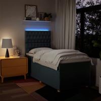 Boxspring met matras stof blauw 100x200 cm - thumbnail