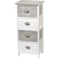 Gebor - Zeer Mooie Ladekast Met 4 Laden 86x37x27cm - Ladekast – Mdf/paulownia – Wit/grijs – Opbergen – Meubel – - thumbnail