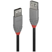 LINDY 36703 USB-kabel USB 2.0 USB-A stekker, USB-A bus 2.00 m Zwart, Grijs - thumbnail