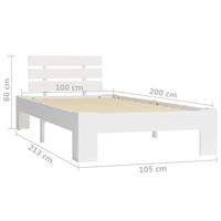 Bedframe massief grenenhout wit 100x200 cm - thumbnail