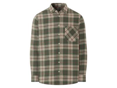 esmara Men Flanellen heren overhemd (Groen/beige, L (41/42))
