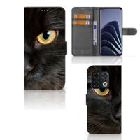 OnePlus 10 Pro | Telefoonhoesje | Met pasjeshouder | Zwarte Kat - thumbnail