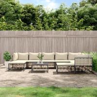 10-delige Loungeset met kussens poly rattan antracietkleurig - thumbnail