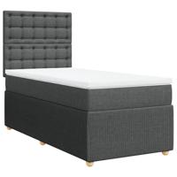 Boxspring met matras stof donkergrijs 120x190 cm - thumbnail