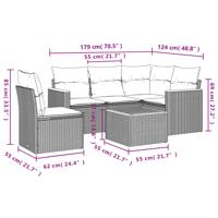 6-delige Loungeset met kussens poly rattan zwart - thumbnail