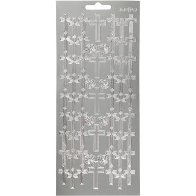 Creativ Company Stickers, kruis, vel 10x23 cm, zilver, 1 vel