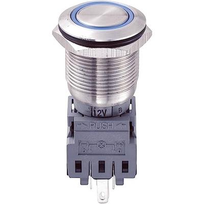 TRU COMPONENTS 701906 LAS1-BGQ-11ZE/B/12V Vandalismebestendige drukschakelaar 250 V/AC 5 A 1x uit/aan Continu Blauw IP67 1 stuk(s)
