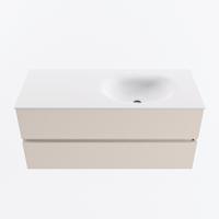 MONDIAZ VICA 110cm badmeubel onderkast Linen 2 lades. Wastafel MOON rechts zonder kraangat, kleur Talc. - thumbnail