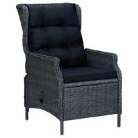 Tuinstoel verstelbaar met kussens poly rattan donkergrijs - thumbnail