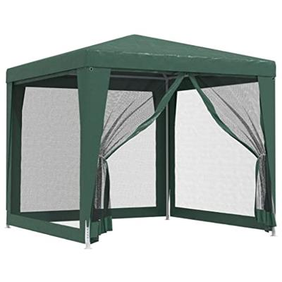 Partytent met 4 mesh zijwanden 2,5x2,5 m HDPE groen - thumbnail