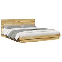Bedframe hoofdeinde zonder matras 200x200 cm massief hout eiken - thumbnail