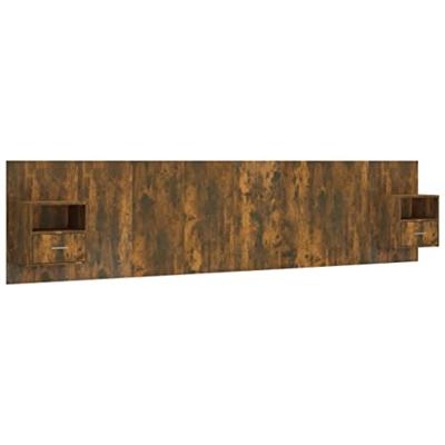 Hoofdbord met kastjes bewerkt hout gerookt eikenkleurig