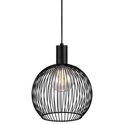 Hanglamp &apos;Aver 30&apos; zwart open ontwerp kooilamp klein E27 fitting DFTP 30cm