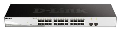 D-Link DGS-1210-26/E 26-poorts Gigabit Smart Switch (24 x 10/100/1000 Mbit/s Base-T-poorten, 2 x 100/1000 Mbit/s SFP-poorten) - alleen EU-netsnoer