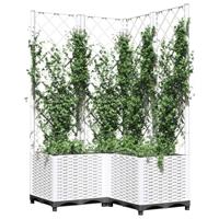 VidaXL Plantenbak met latwerk 80x80x136 cm polypropeen wit - thumbnail