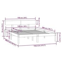Bedframe massief grenenhout wit 150x200 cm UK King - thumbnail