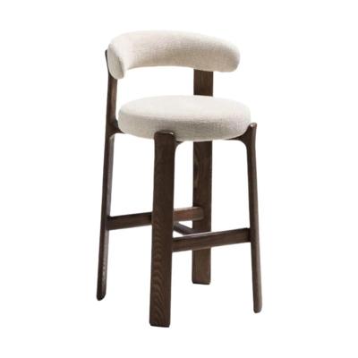 Kave Home Granite barkruk H75 chenille Beige/walnoot