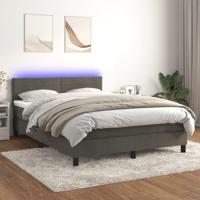 Boxspring met matras en LED fluweel donkergrijs 140x200 cm - thumbnail