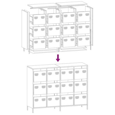 Dressoir 135x39x103,5 cm koudgewalst staal mosterdgeel