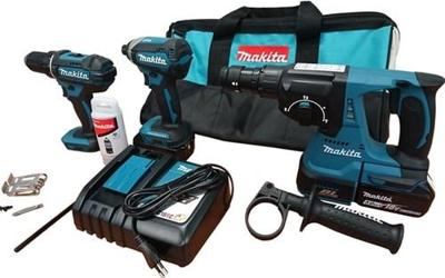 Makita DLX3089T Combiset - DHP482 Klopboormachine + DTD153 Slagschroevendraaier + DHR243 boorhamer 18v 5,0 Ah accu (2 st) in Tas Makita DLX3089T Combiset - DHP482 Klopboormachine + DTD153 Slagschroevendraaier + DHR243 boorhamer 18v 5,0 Ah accu (2 st) in Tas