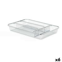 Bestekorganizer Zilverkleurig Metaal 26 x 4,5 x 35,5 cm (6 Stuks) - thumbnail