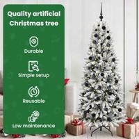 VidaXL Kunstkerstboom wit 180 cm pvc en plastic en staal en pe - thumbnail