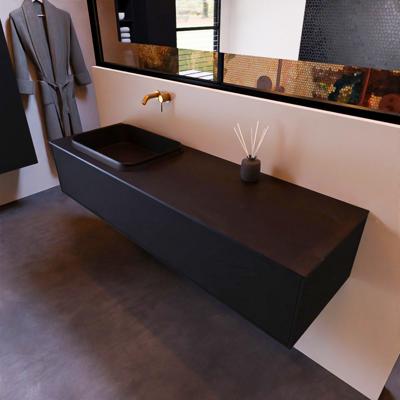 Badkamermeubelset Mondiaz Erin 150 cm met 1 Lade met RIDGE Wastafel Links Urban Zonder Kraangaten Greeploos Mat Urban