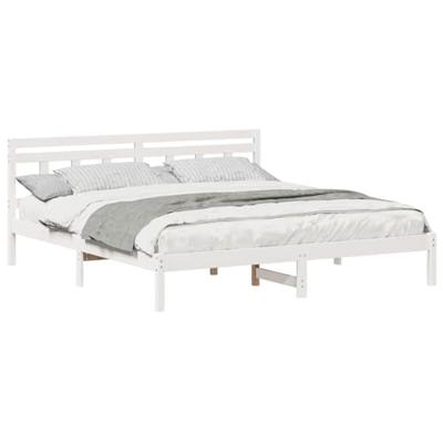 Bedframe met hoofdeinde Wit Massief grenenhout
