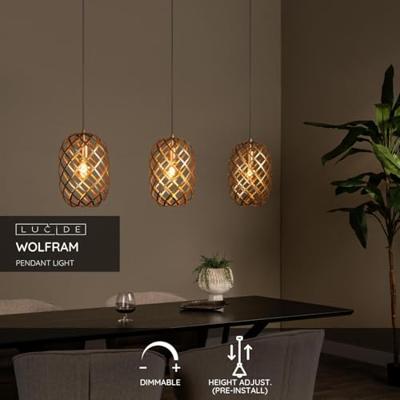Lucide WOLFRAM - Hanglamp - 3xE27 - Mat Goud / Messing